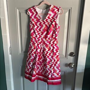 Studio One Pink and Red Patterned Dress